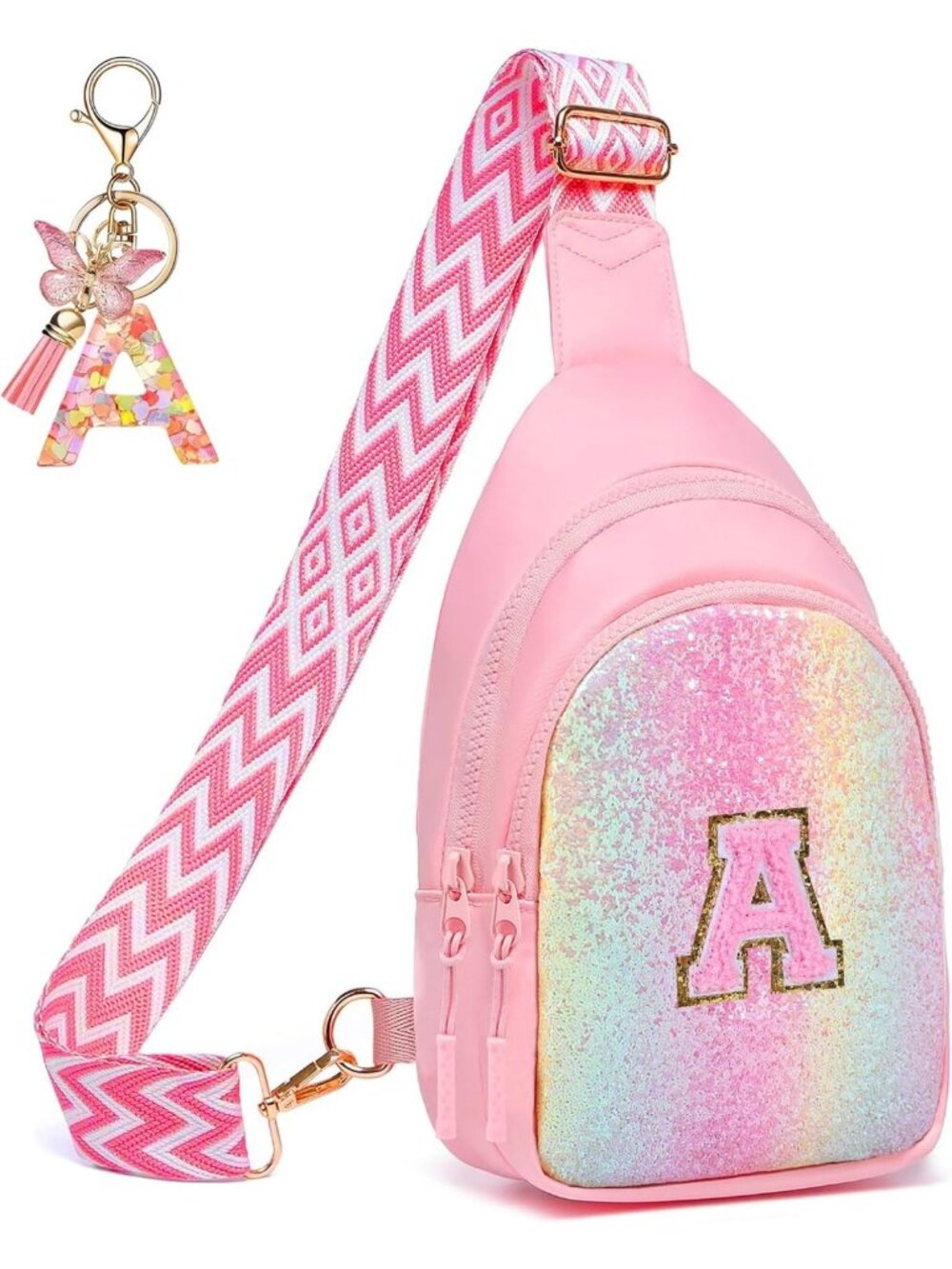 Stylish Pink Sling Bag Waist Pack Crossbody Fanny Pack for Girls & Teens